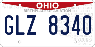 OH license plate GLZ8340