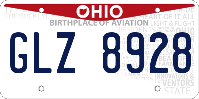 OH license plate GLZ8928