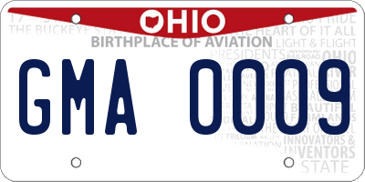 OH license plate GMA0009