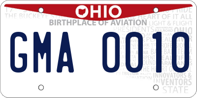 OH license plate GMA0010