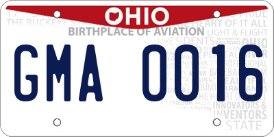OH license plate GMA0016