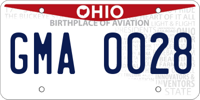 OH license plate GMA0028