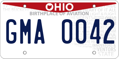 OH license plate GMA0042