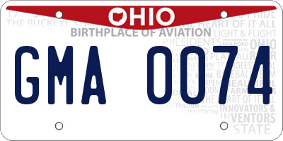 OH license plate GMA0074
