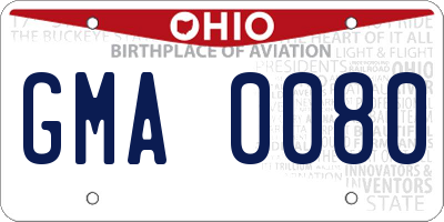 OH license plate GMA0080