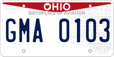 OH license plate GMA0103