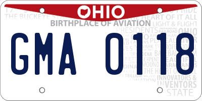 OH license plate GMA0118