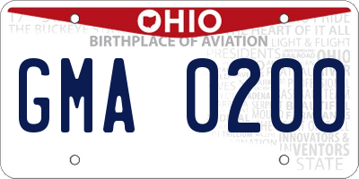 OH license plate GMA0200