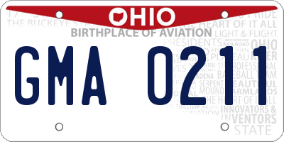 OH license plate GMA0211