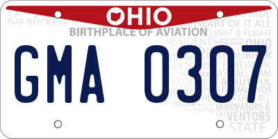OH license plate GMA0307