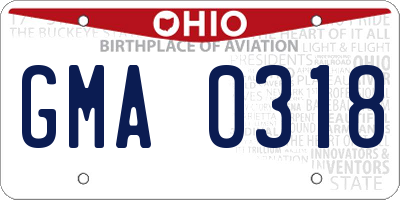 OH license plate GMA0318