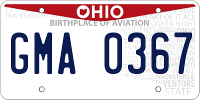 OH license plate GMA0367