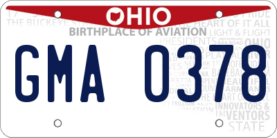 OH license plate GMA0378