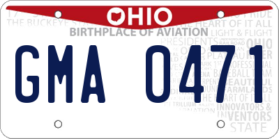 OH license plate GMA0471