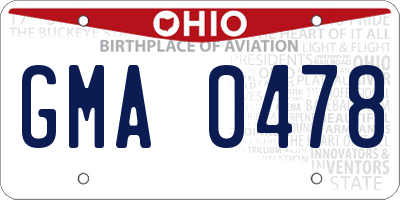 OH license plate GMA0478