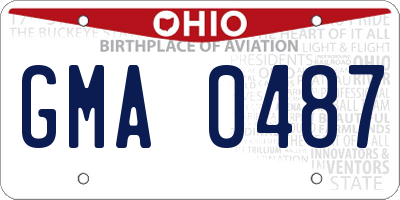 OH license plate GMA0487