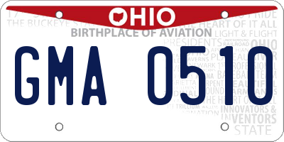 OH license plate GMA0510