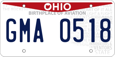OH license plate GMA0518