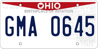 OH license plate GMA0645