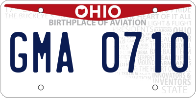 OH license plate GMA0710