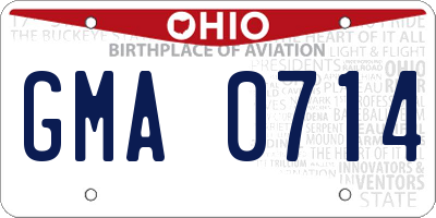 OH license plate GMA0714