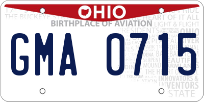 OH license plate GMA0715