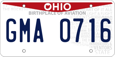 OH license plate GMA0716