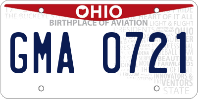 OH license plate GMA0721