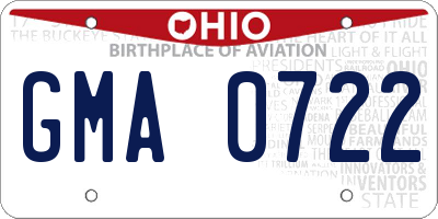 OH license plate GMA0722