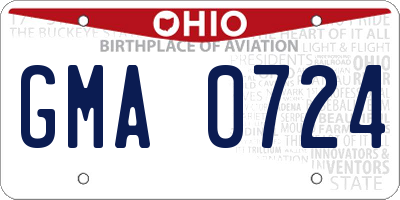 OH license plate GMA0724