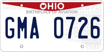 OH license plate GMA0726