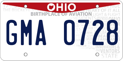 OH license plate GMA0728