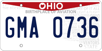 OH license plate GMA0736