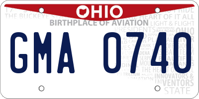 OH license plate GMA0740