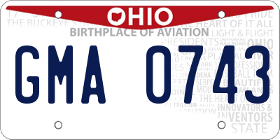 OH license plate GMA0743