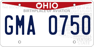 OH license plate GMA0750