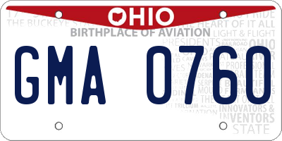OH license plate GMA0760