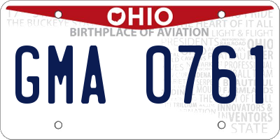 OH license plate GMA0761