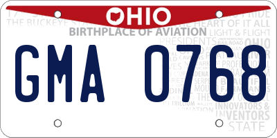 OH license plate GMA0768