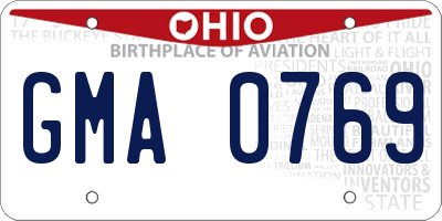 OH license plate GMA0769