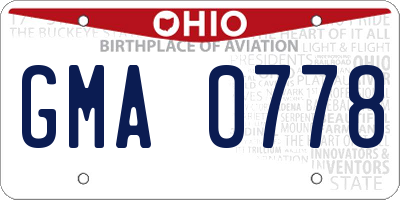 OH license plate GMA0778