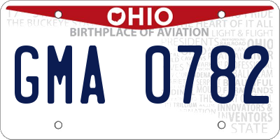 OH license plate GMA0782