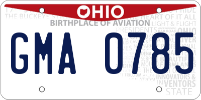 OH license plate GMA0785