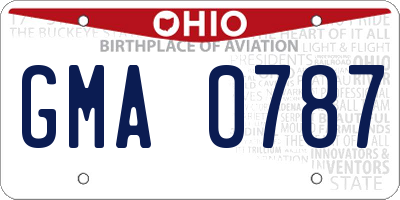 OH license plate GMA0787
