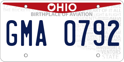 OH license plate GMA0792