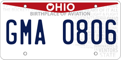 OH license plate GMA0806