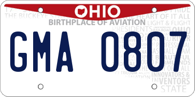 OH license plate GMA0807