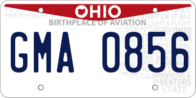 OH license plate GMA0856