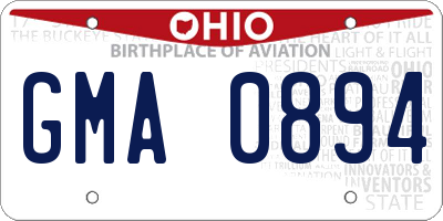 OH license plate GMA0894