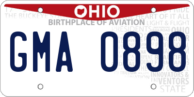 OH license plate GMA0898